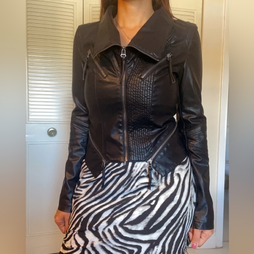 Black leather jacket Lulus Size S